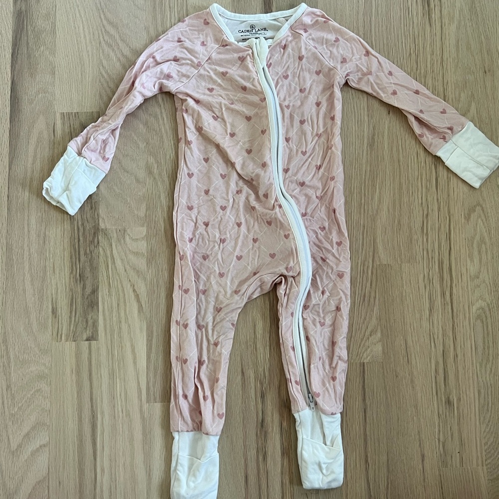 Caden Lane Pink and White Footies One Piece